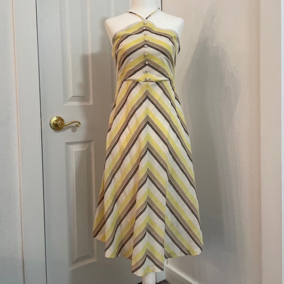 Halter top Yellow stripe Midi Sundress NWT - Picture 1 of 6